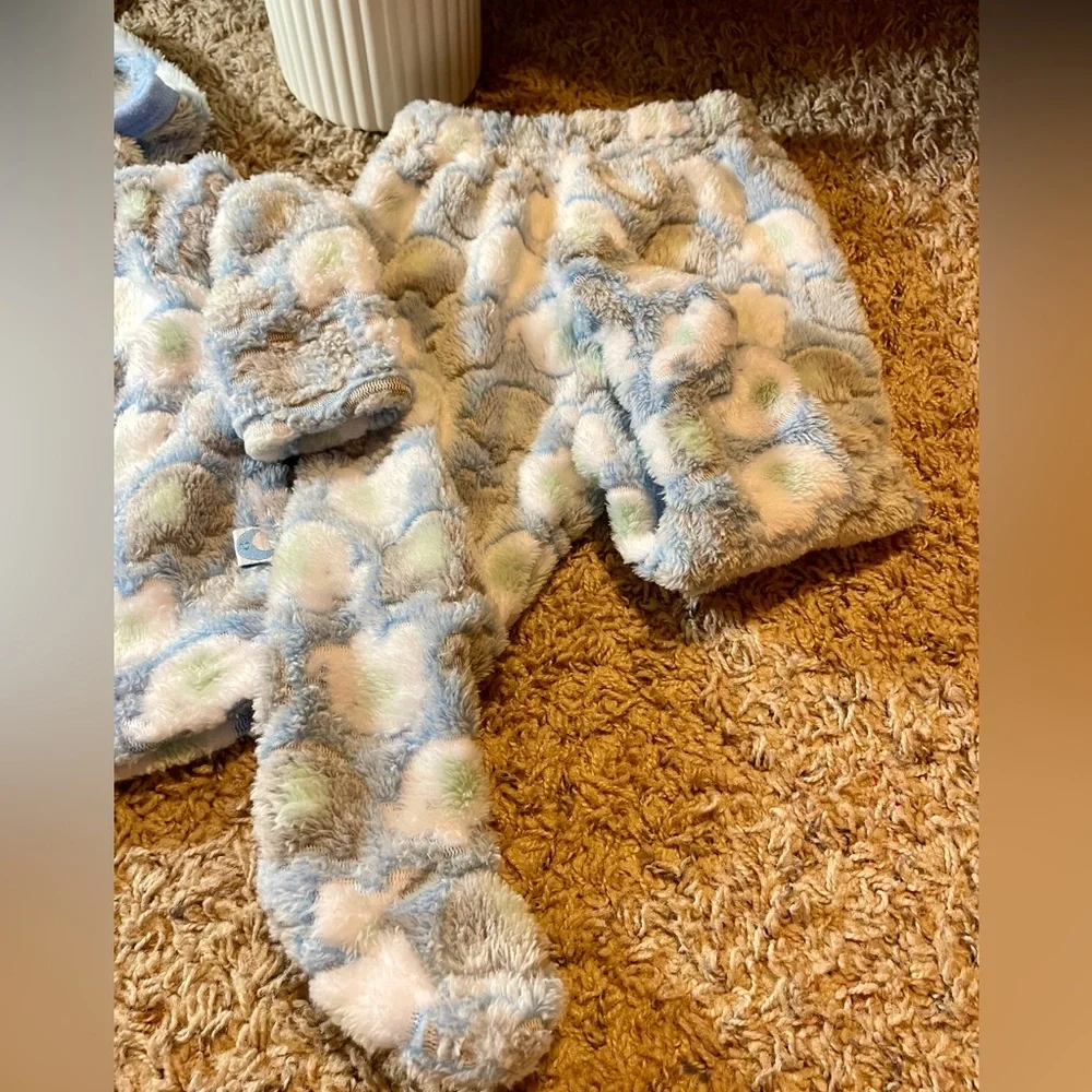 NWOT LITTLE AND LOVED 2 PC HOODED JACKET AND FEET IN PANTS SZ:0-3M BLUE GREY WHT
